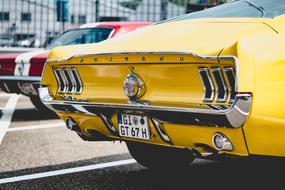 Beautiful, yellow, shiny Mustang Gt car in America