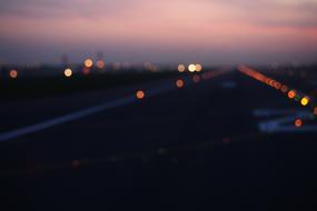 airport runway at night blurred