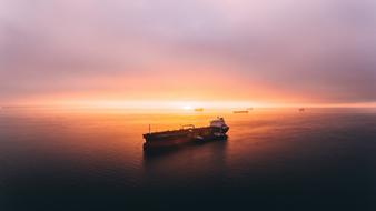 Ship Cargo red sunset