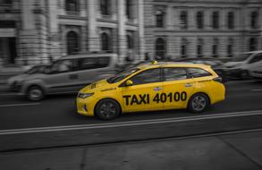 Black And White road Yellow Cab