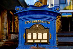 Mailbox Old Post blue
