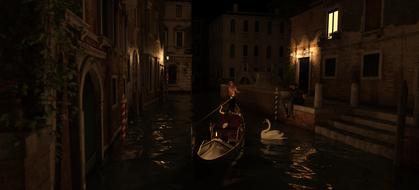 Venice Gondola and Gondolier lights night