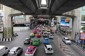 traffic under the bridge in bangkok