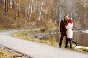 Couple at Autumn park