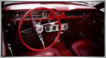 Beautiful red interior of the classic oldtimer car