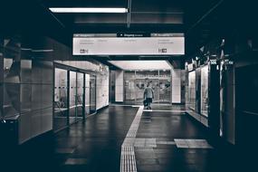 monochrome photo of subway tunnel in Dusseldorf