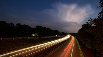 Highway At Night, perspective, Long Exposure