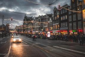 old city at dusk, Netherlands, amsterdam