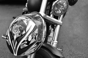 Helmet Motorcycle Metal black and white