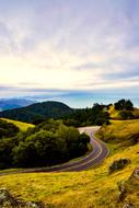 Beautiful landscape of the colorful mountains with plants, at colorful sky on background, in California, USA