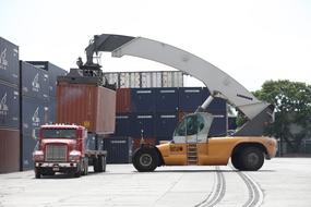 Truck Crane and Containers