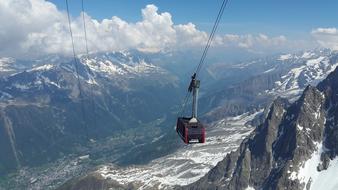 Chamonix Cable Car snow mountains