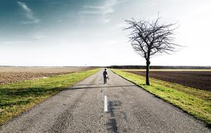 man on the road in the countryside