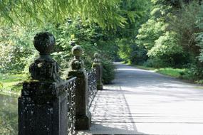 Beautiful bridge, above the Danube river, with the green plants, in Donaueschingen, Germany