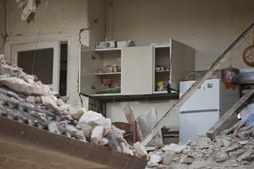 Collapsed building after the earthquake