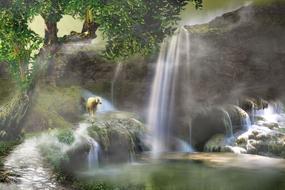 Digital Art Waterfall and Forest