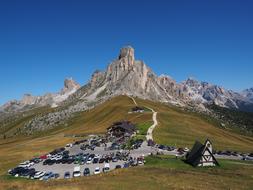 panoramic view of the berghotel passo giau on a sunny day