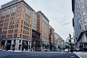 streetscape of Architecture Buildings and Cars