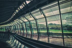 Beautiful view of the green mountains, through the windows
