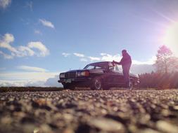 Old Car Mercedes and person