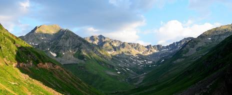 mountains with green slopes