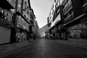 architecture of city street in black and white background