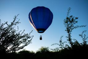 flying hot air balloon in the sky