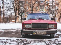 red vintage russian Lada car