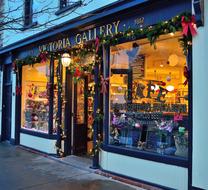 Beautiful and colorful, vintage Christmas store with the lights