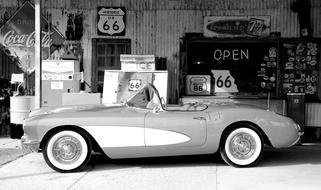 Corvette Sports Car in black and white background