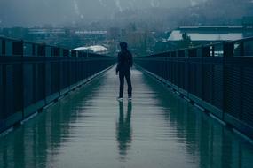 Road Bridge person rain