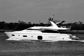 Luxury Yacht Cruising black and white