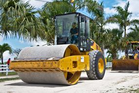 heavy construction equipment on gravel road