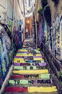 colorful steps between houses