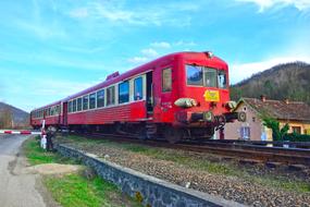 Travel Transportation System red locomotive