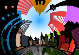 colors city house window drawing