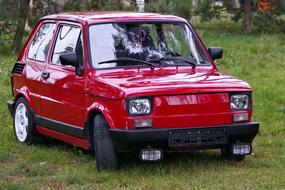 Small Fiat Toddler red on the green grass