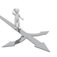 White figure on the grey junction with arrows, clipart