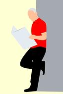 old man reading newspaper drawing