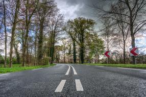 marking strip on an asphalt road in the countryside