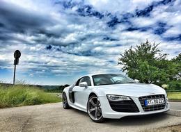 white clouds over Audi Sports Car