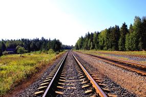 Railway Tracks in countryside at summer