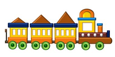 Colorful train, with the shapes, at white background, clipart