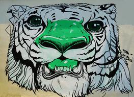 Graffiti Wall Art Street green tiger