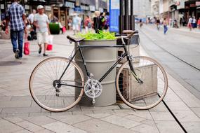 Bicycle on urban Sidewalk