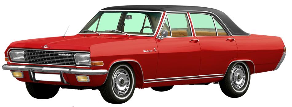 vintage red car opel with black roof