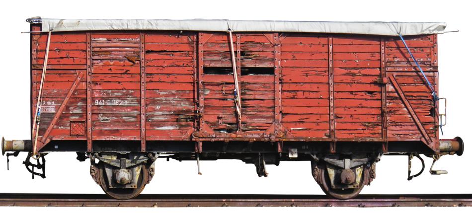 oldtimer Goods Wagon on Railway, cut out