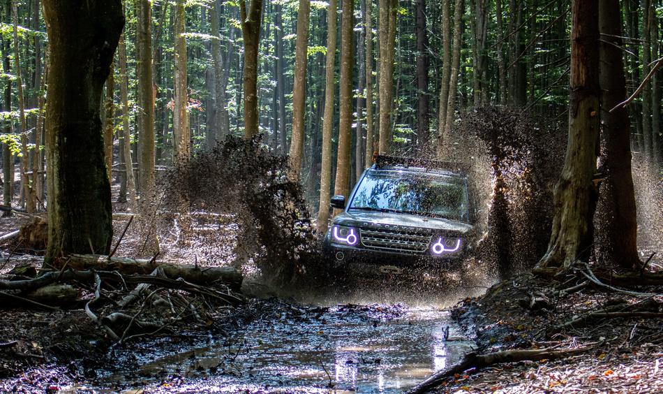 jeep on a off-road in the carpathians