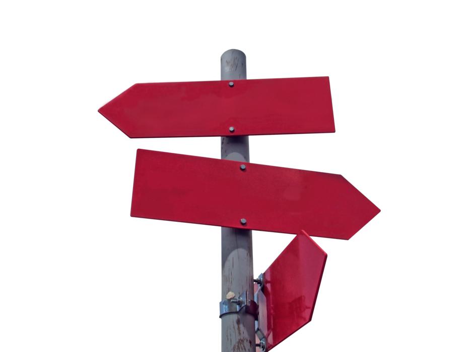 red road signs on the pole