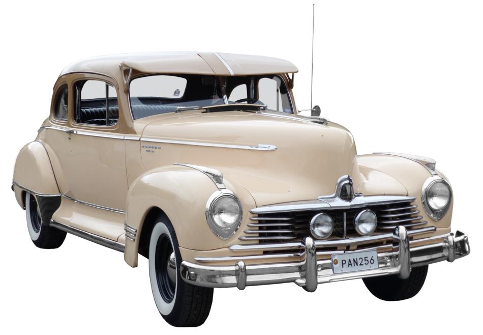 retro beige american car on white background